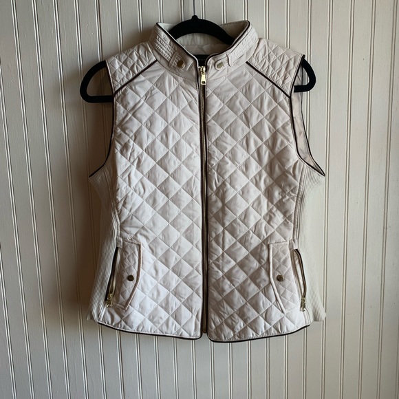 Love Tree Jackets & Blazers - Cream Quilted Vest